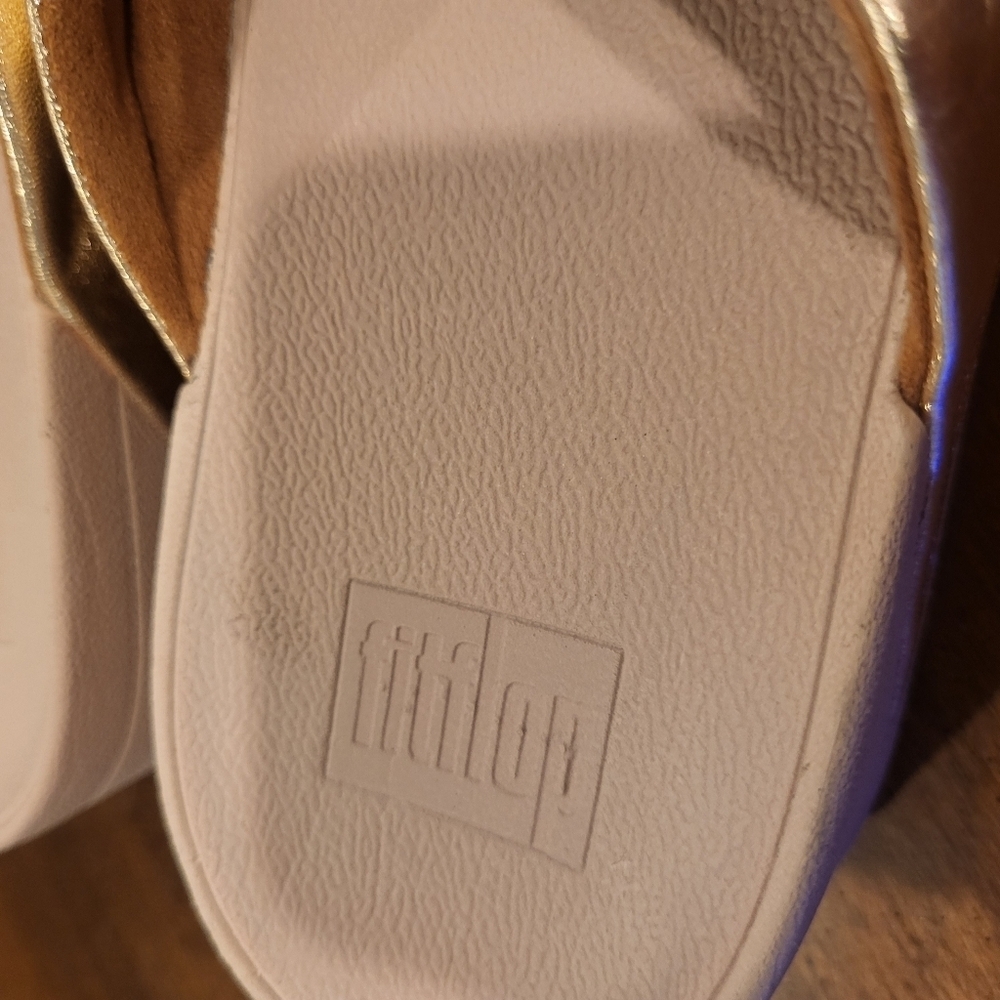 FitFlop Lulu Cross Slide Sandals Rose Gold Size 10 - Picture 9 of 9